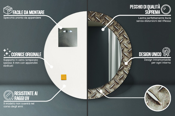 Decoratiuni perete cu oglinda Textura de oțel