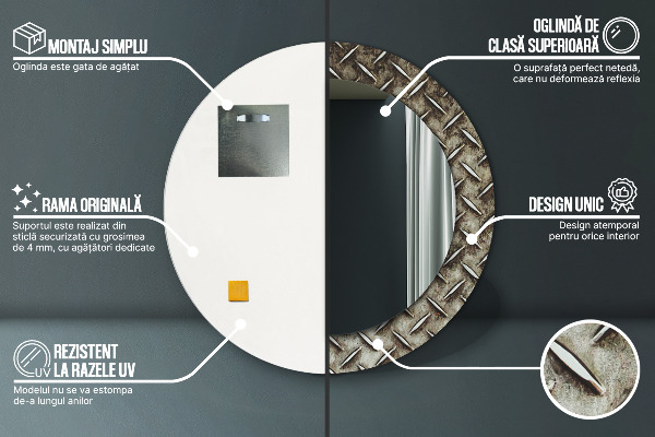 Decoratiuni perete cu oglinda Textura de oțel