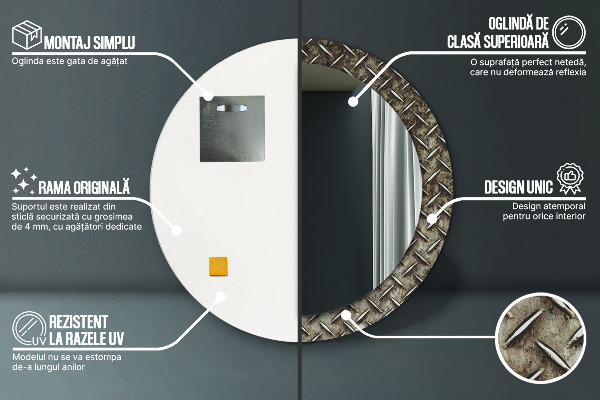Decoratiuni perete cu oglinda Textura de oțel