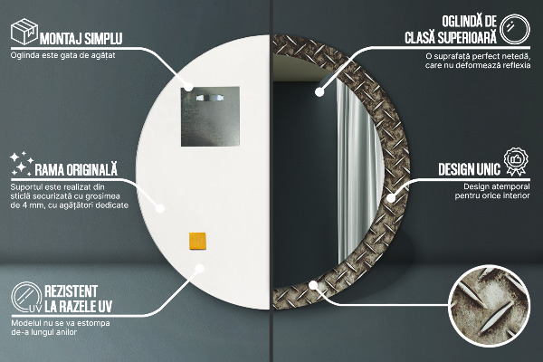 Decoratiuni perete cu oglinda Textura de oțel