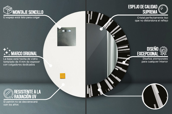 Oglinda rotunda rama cu imprimeu Compoziție radială