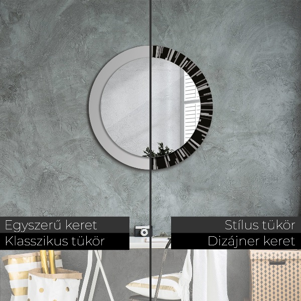 Oglinda rotunda rama cu imprimeu Compoziție radială