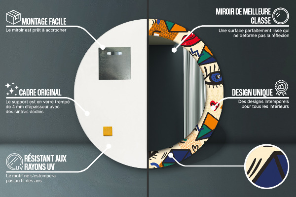 Oglinda rotunda imprimata Stil de artă pop