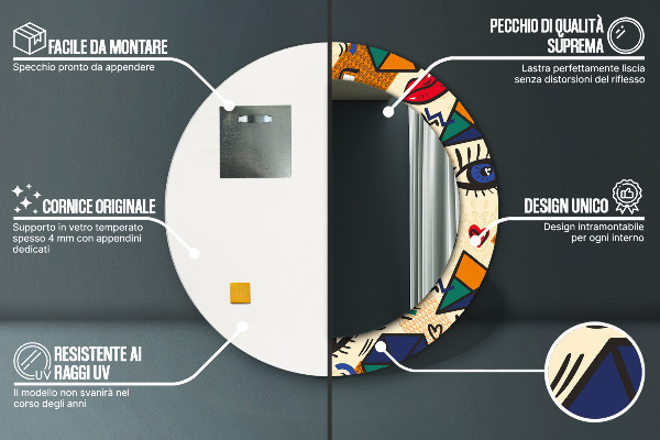 Oglinda rotunda imprimata Stil de artă pop