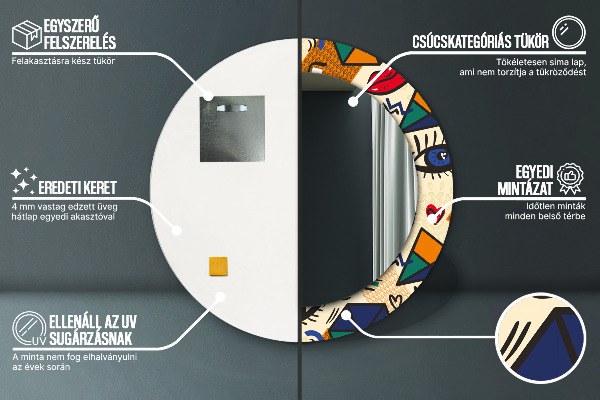 Oglinda rotunda imprimata Stil de artă pop