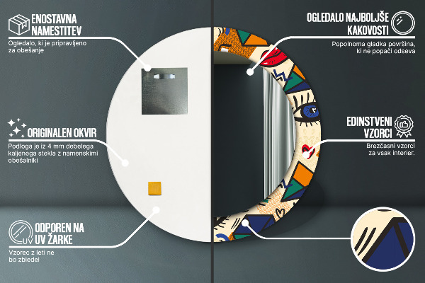 Oglinda rotunda imprimata Stil de artă pop