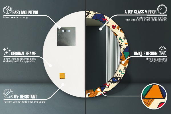 Oglinda rotunda imprimata Stil de artă pop