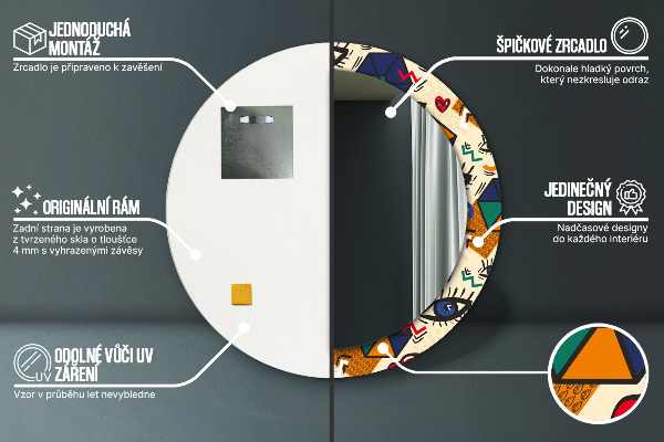 Oglinda rotunda imprimata Stil de artă pop