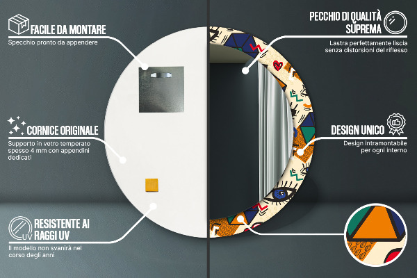 Oglinda rotunda imprimata Stil de artă pop