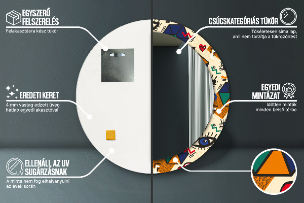 Oglinda rotunda imprimata Stil de artă pop