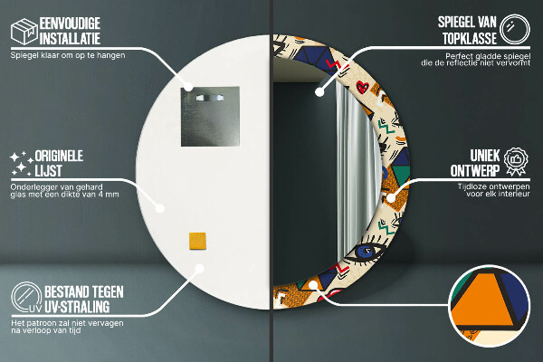 Oglinda rotunda imprimata Stil de artă pop