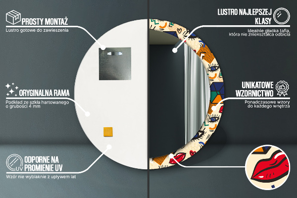 Oglinda rotunda imprimata Stil de artă pop