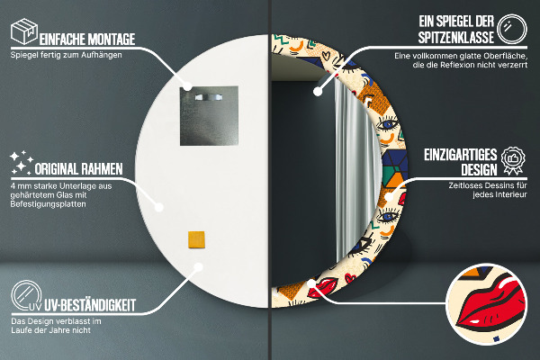 Oglinda rotunda imprimata Stil de artă pop