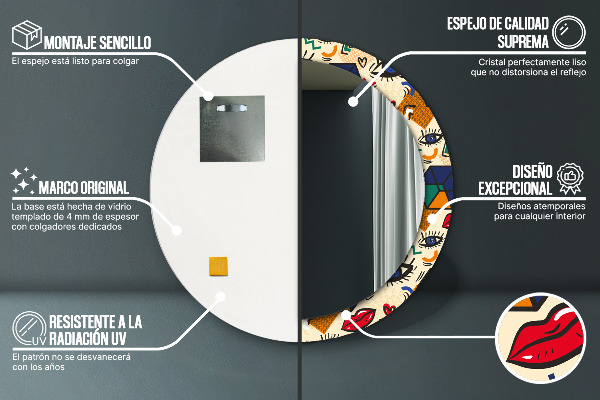 Oglinda rotunda imprimata Stil de artă pop