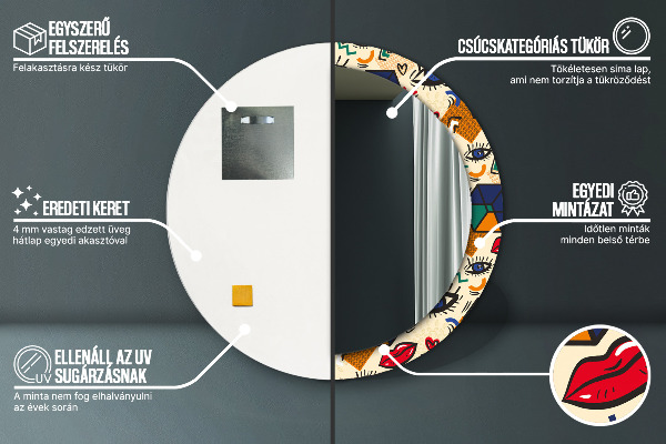 Oglinda rotunda imprimata Stil de artă pop