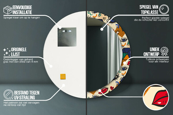 Oglinda rotunda imprimata Stil de artă pop