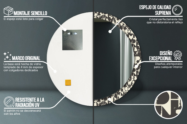 Oglinda rotunda imprimata Tipografie abstractă