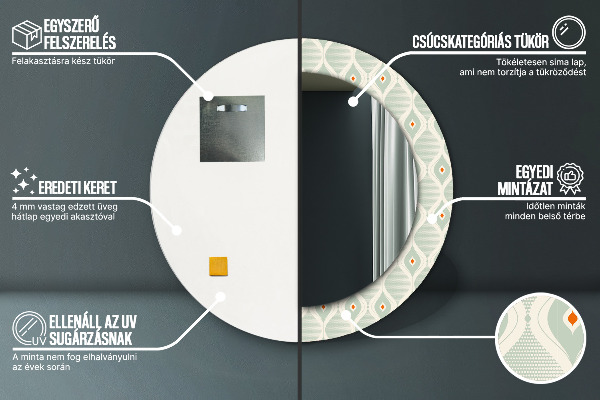 Oglinda rotunda imprimata Model de epocă ușoară