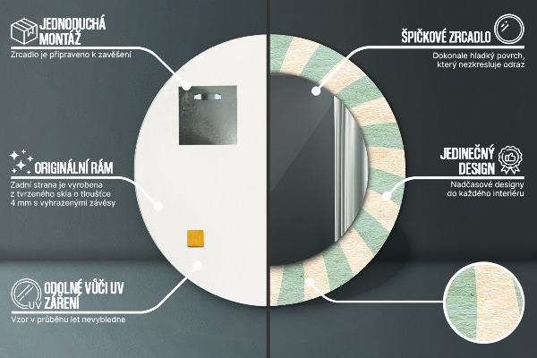 Oglinda rotunda imprimata Model pastel retro