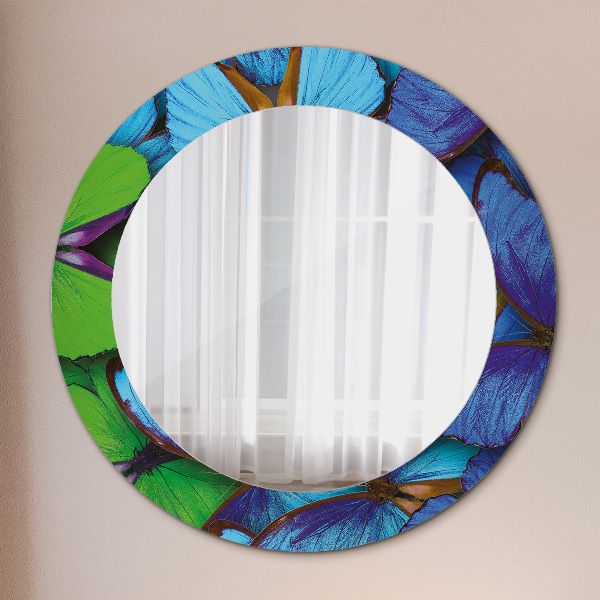 Oglinda cu decor rotunda Fluture albastru și verde