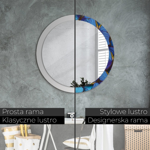 Oglinda cu decor rotunda Fluture albastru și verde
