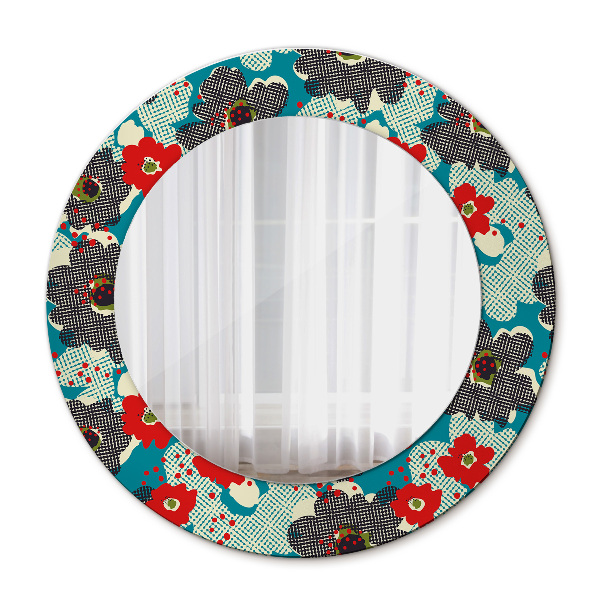 Oglinda cu decor rotunda Model de flori retro