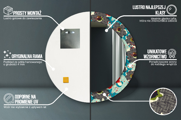 Oglinda cu decor rotunda Model de flori retro