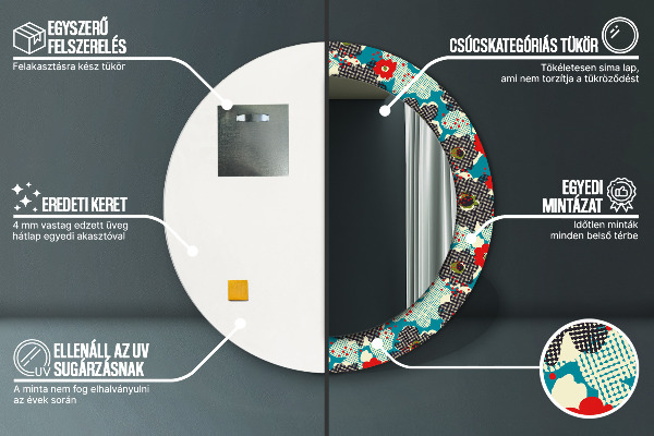 Oglinda cu decor rotunda Model de flori retro