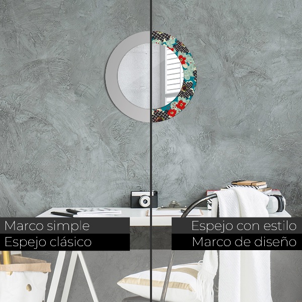 Oglinda cu decor rotunda Model de flori retro