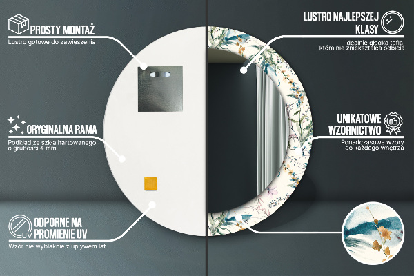 Oglinda cu decor rotunda Flori de acuarelă