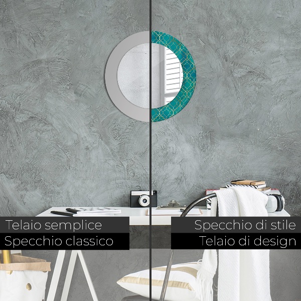 Oglinda cu decor rotunda Compoziție verde și auriu