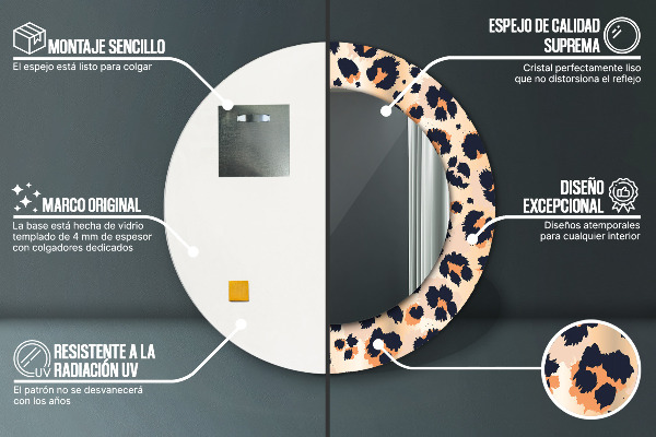 Oglinda cu decor rotunda Model sălbatic