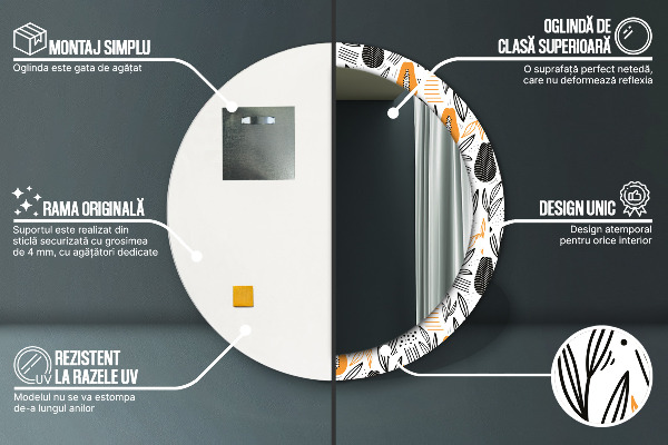 Oglinda cu decor rotunda Model papai