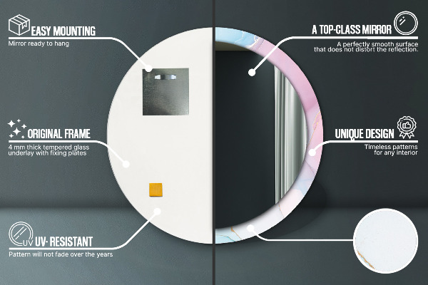 Oglinda cu decor rotunda Textura modernă de marmură