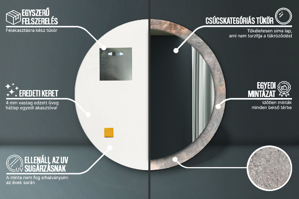 Oglinda cu decor rotunda Beton de epocă