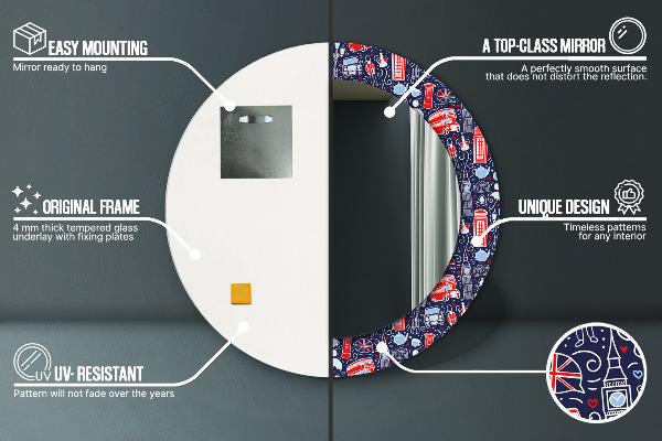 Oglinda cu decor rotunda Simbolul londrei