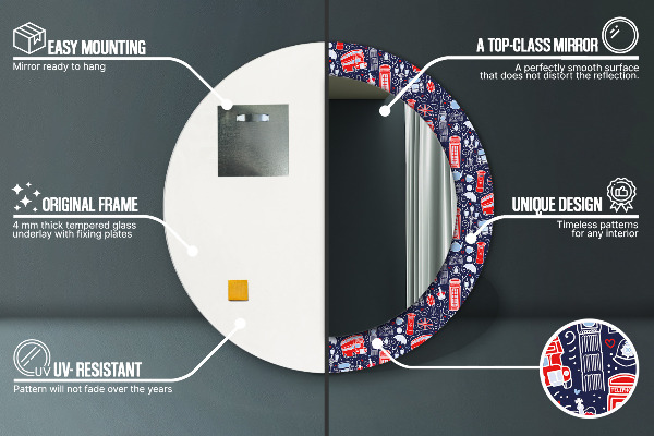 Oglinda cu decor rotunda Simbolul londrei