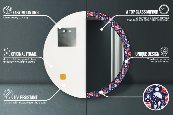 Oglinda cu decor rotunda Simbolul londrei