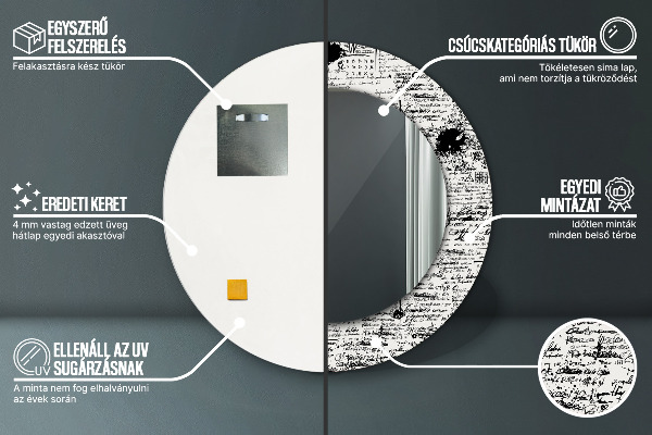 Oglinda rotunda rama cu imprimeu Șablon