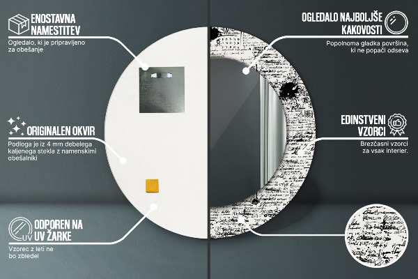 Oglinda rotunda rama cu imprimeu Șablon