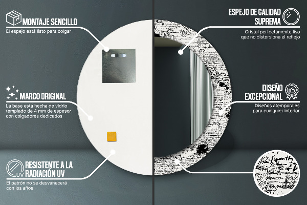 Oglinda rotunda rama cu imprimeu Șablon