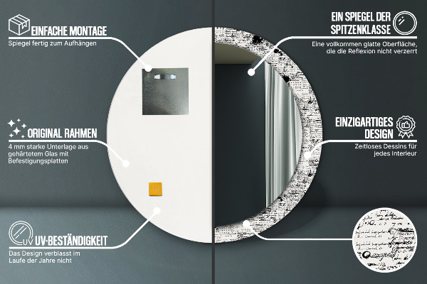 Oglinda rotunda rama cu imprimeu Șablon