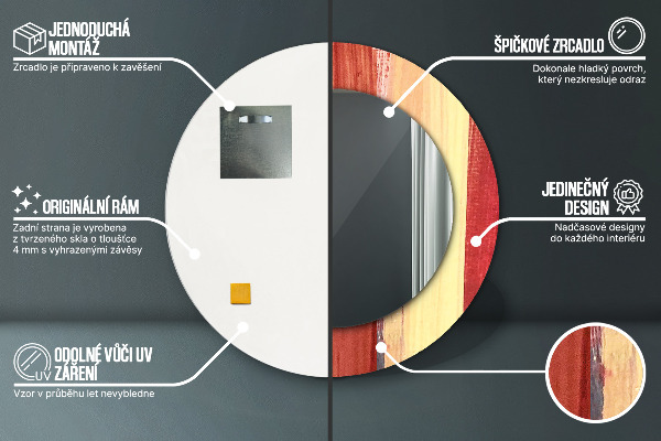 Oglinda rotunda rama cu imprimeu Imagine abstractă