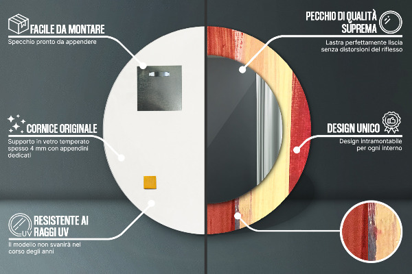 Oglinda rotunda rama cu imprimeu Imagine abstractă