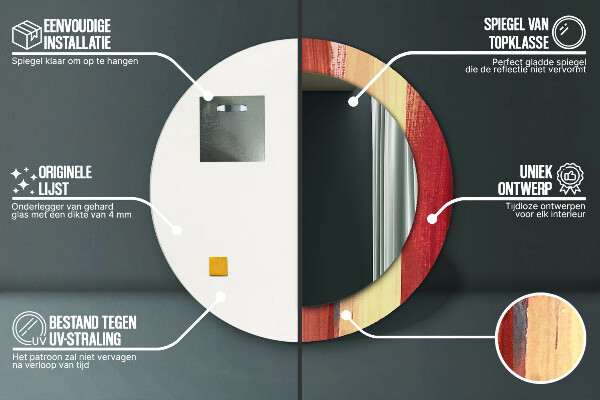 Oglinda rotunda rama cu imprimeu Imagine abstractă