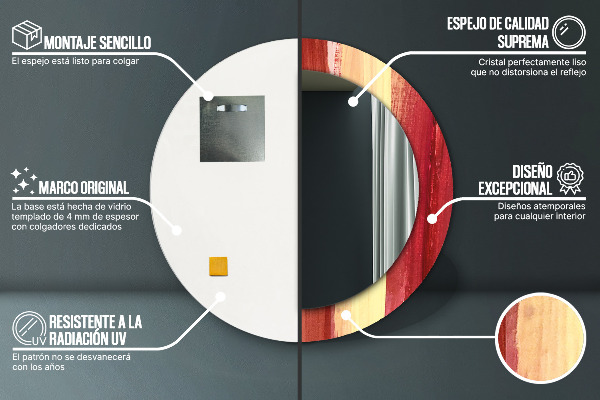 Oglinda rotunda rama cu imprimeu Imagine abstractă