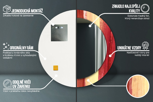 Oglinda rotunda rama cu imprimeu Imagine abstractă