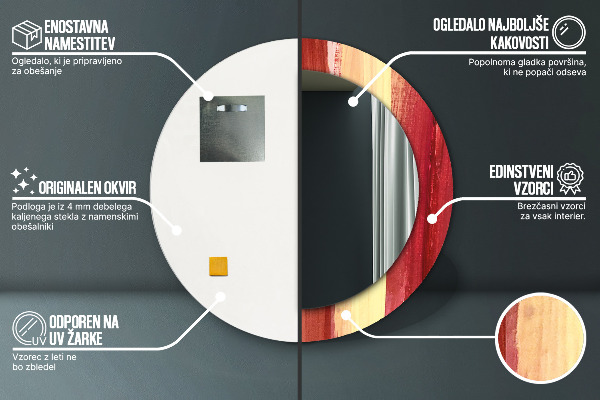 Oglinda rotunda rama cu imprimeu Imagine abstractă