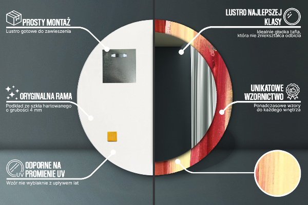 Oglinda rotunda rama cu imprimeu Imagine abstractă