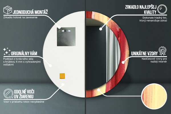 Oglinda rotunda rama cu imprimeu Imagine abstractă